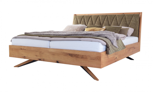Massivholzbett Demadra von ADA Möbel aus Wildeiche oder Wildkernbuche mit charakteristischer Maserung, gefertigt in Europa.