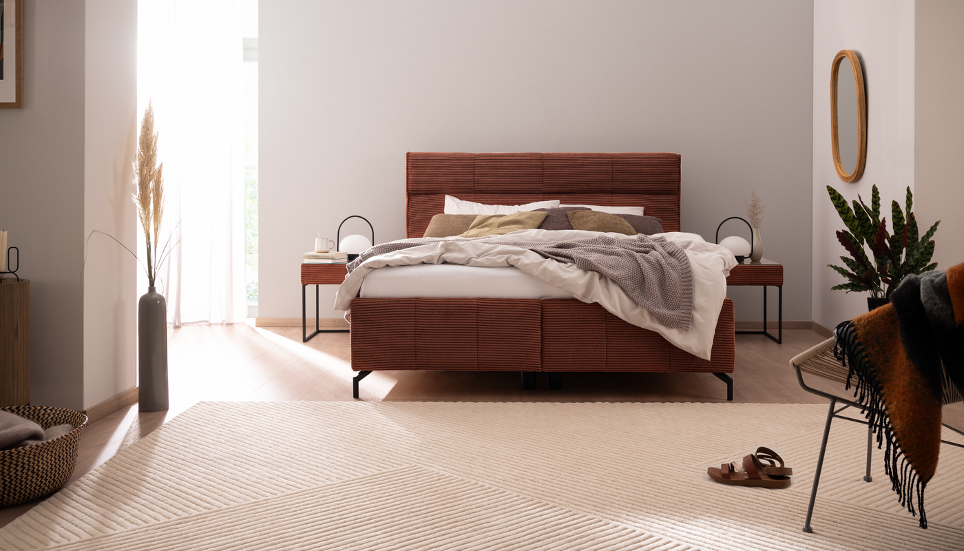 3xl-RORIS rot-braunes Cord-Bett RORIS von ADA Mindful Living