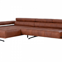 Sofa RAIMO in rot braunem Leder von ADA Möbel mit Nackenverstellung und Vorziehbank