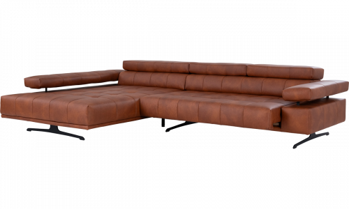 Sofa RAIMO in rot braunem Leder von ADA Möbel mit Nackenverstellung und Vorziehbank