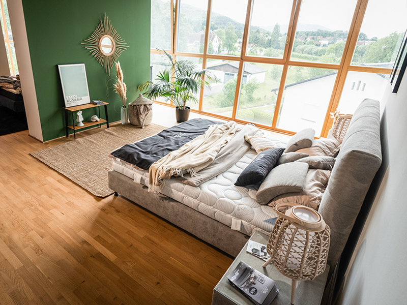 AMOENA_Showroom_800x600px recycelbares nachhaltiges Bett AMOENA von ADA Möbel